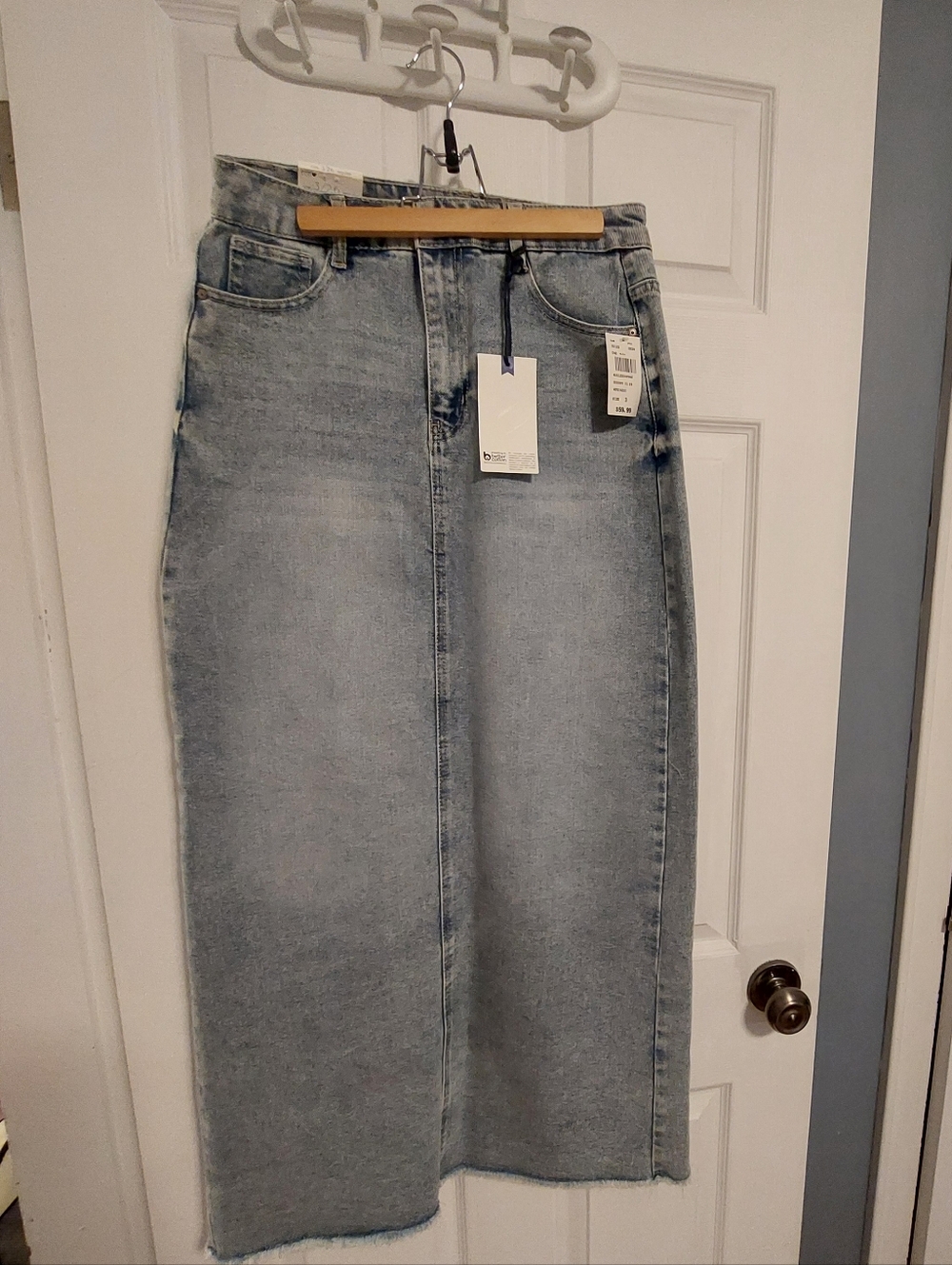 Women's Light Wash Denim Midi Skirt